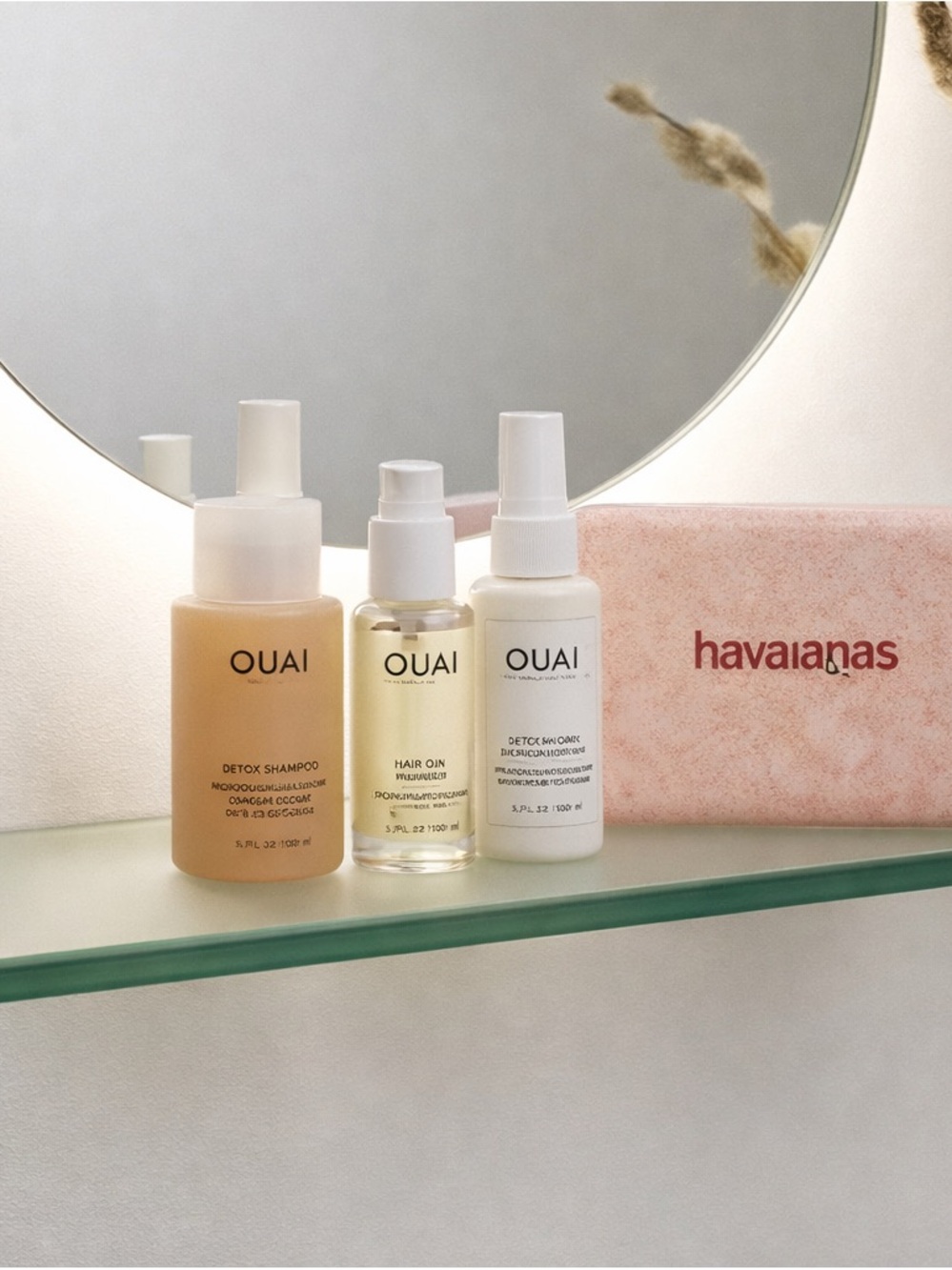 OUAI x Havaianas Luxury Travel Set | Detox Shampoo, Oil, Conditioner NIB